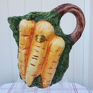 Bassano Majolica Ceramic Carrots Pitcher Handmade